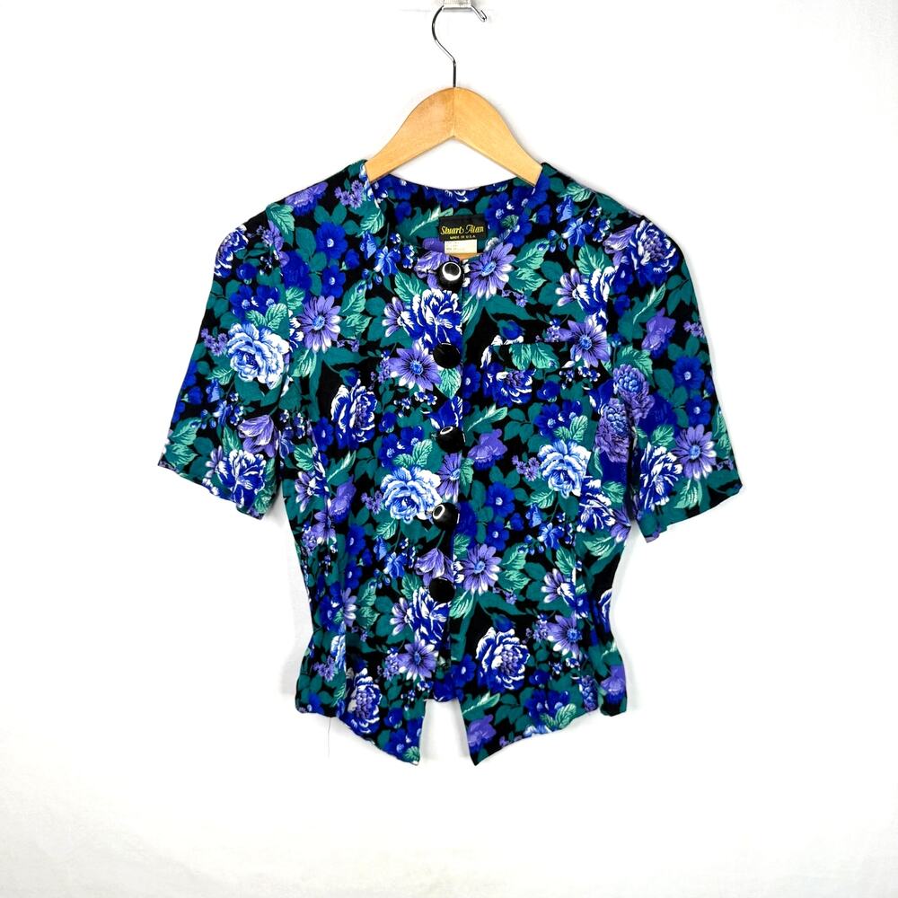 Vintage Stuart Allen Floral Button Down Blouse Small